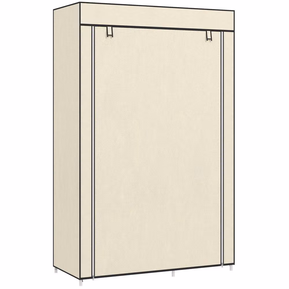 STILVORA Modern Freestanding Wardrobe with Hanging Rod and Internal Shelves in Beige, H: 162.5 cm x W: 103.0 cm – 2