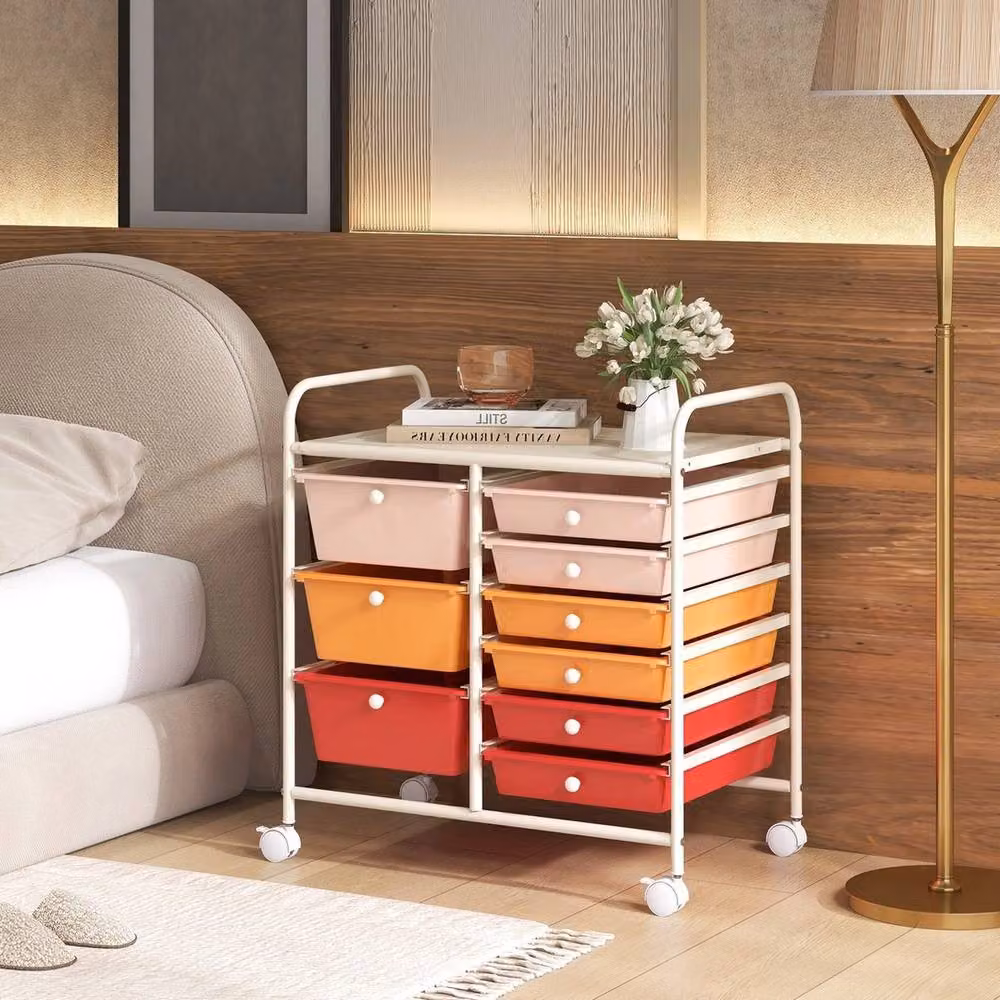 VOGREX Macaron 9-Drawer Lightweight Rolling Storage Cart in Multicolour – 3