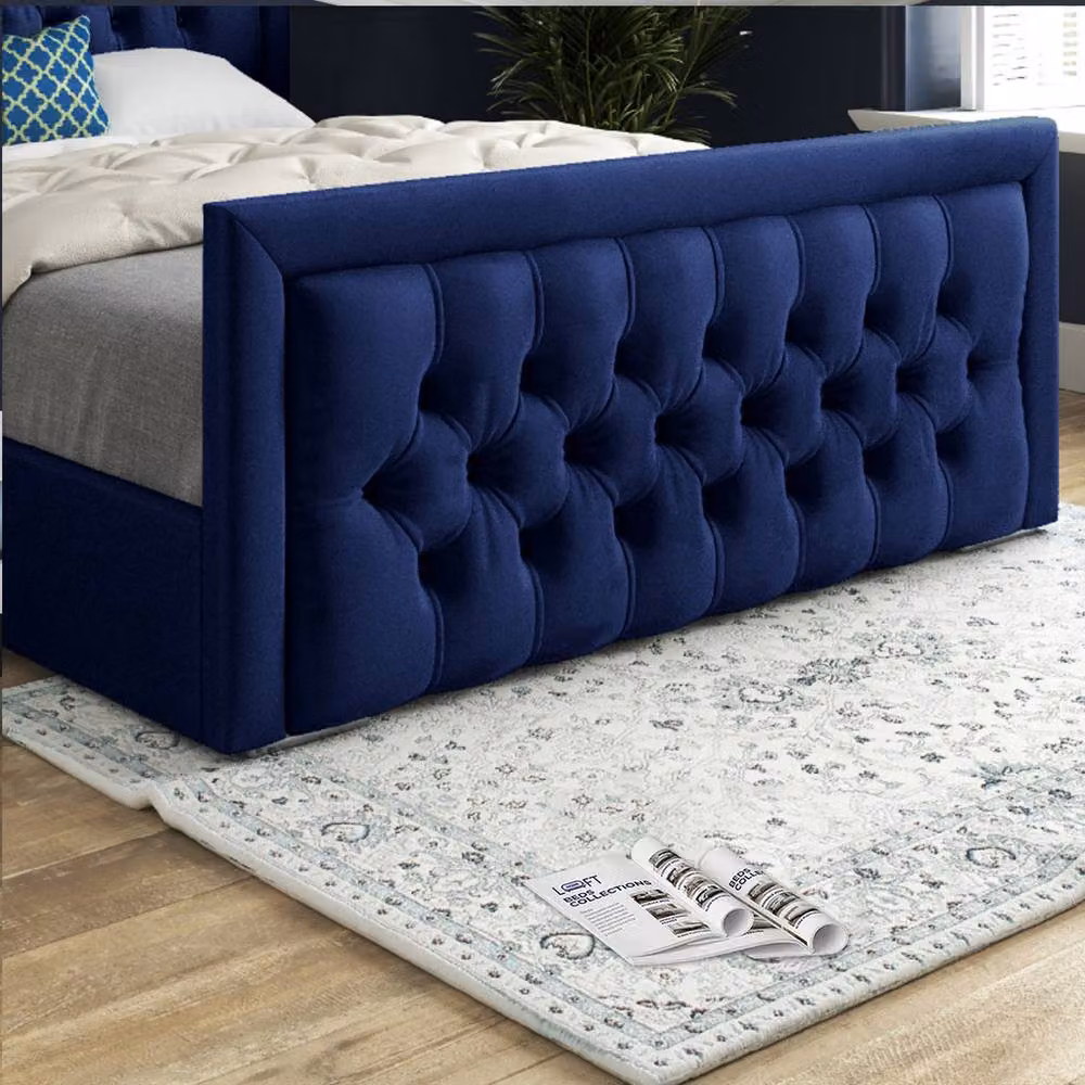 KDMD Swanscombe Modern Upholstered Blue Velvet Designer Bed Frame W/D/H: 180 x 137 x 159 cm – 5