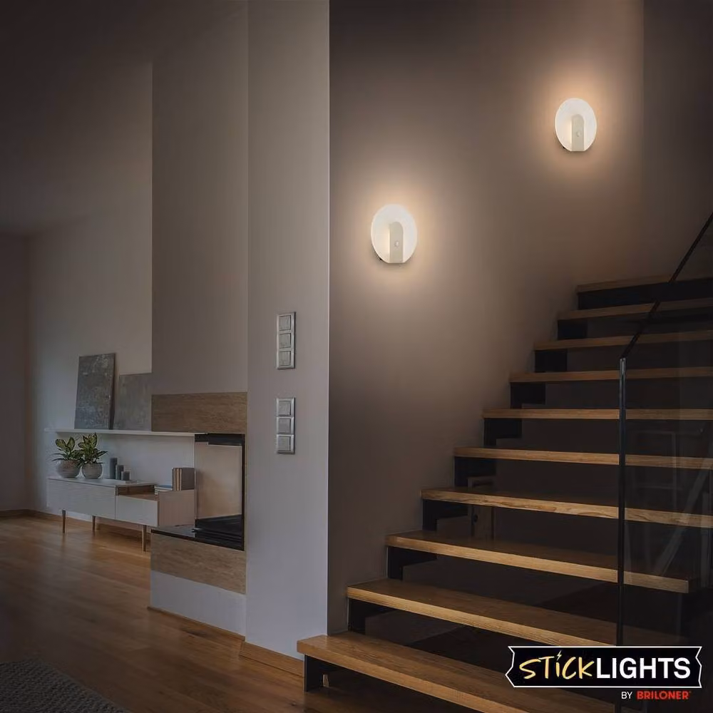 Briloner Cordless Rechargeable LED Wall Light with Motion and Dusk Sensor in Metallic Silver Nickel Matt – 8