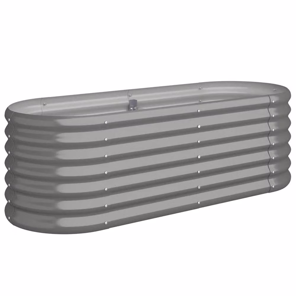 Berkfield Home Garden Grey Powder-coated Steel Raised Bed W/D/H: 114 x 40 x 36 cm – 2