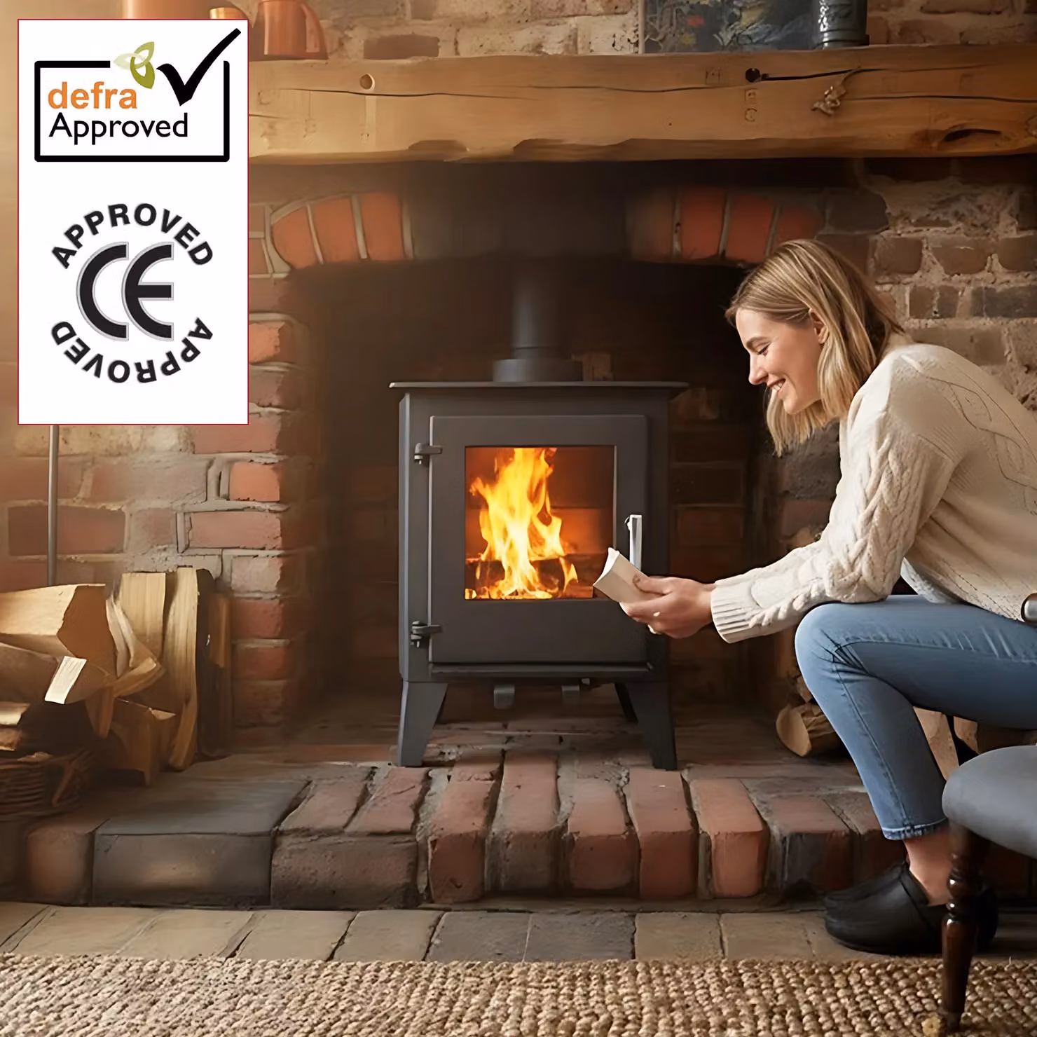 RoyalFire Milano 5kW Steel Multifuel Stove in Grey, H 58.3 cm x W 42.5 cm x D 33.5 cm – 3