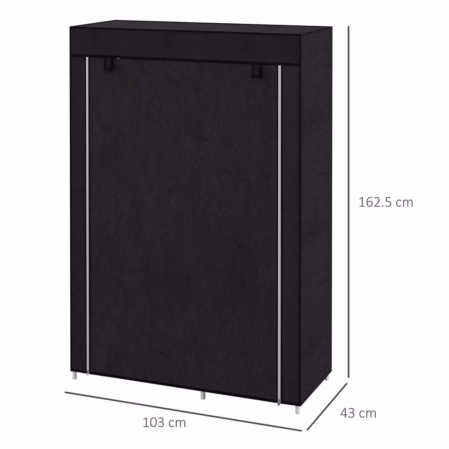HOMCOM Black Fabric Wardrobe with Hanging Rail and Internal Shelves W/D/H: 103 x 43 x 162.5 cm – 10