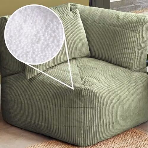 icon Noa Bean Bag Chair in Green Jumbo Cord with Removable Cover – 3