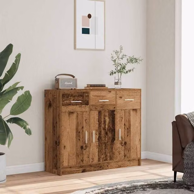 Berkfield Home Old Wood Sideboard in Brown, W/D/H: 91 x 28 x 75 cm