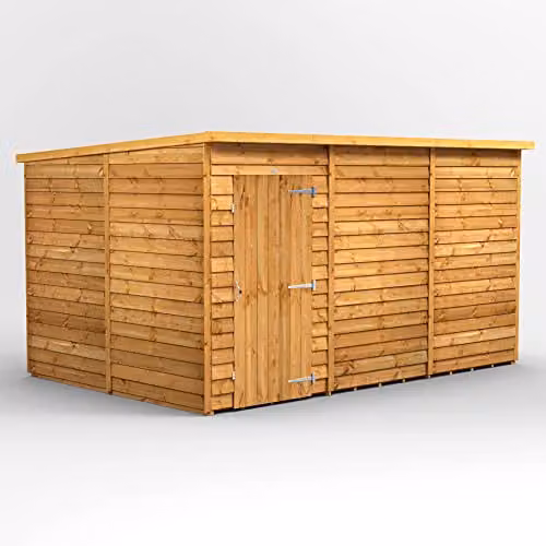Powersheds Premium Pent Overlap Wooden Shed in Brown, 10mm Extra Thick Timber, Windowless – 1