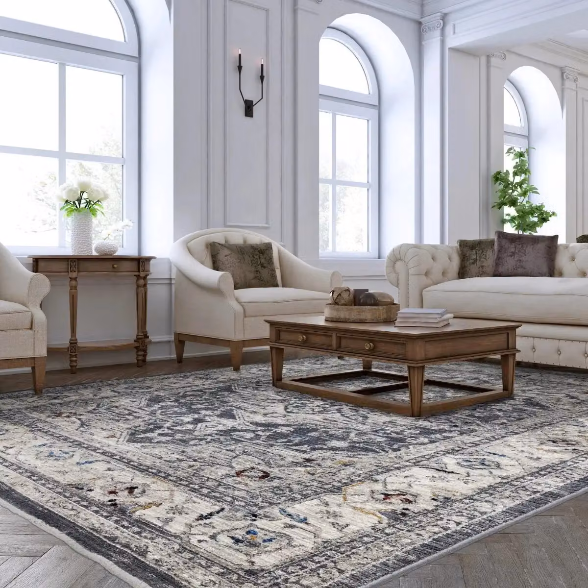 The Rug Shop UK Charcoal Grey Traditional Machine Made Border Rug, W: 240 cm, D: 330 cm – 2