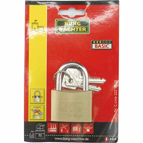 Burg-Wächter C Line Brass Padlock, Gold, 30mm – 2