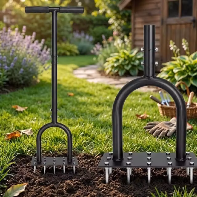 Havendro Manual Metal Lawn Aerator Tool in Black