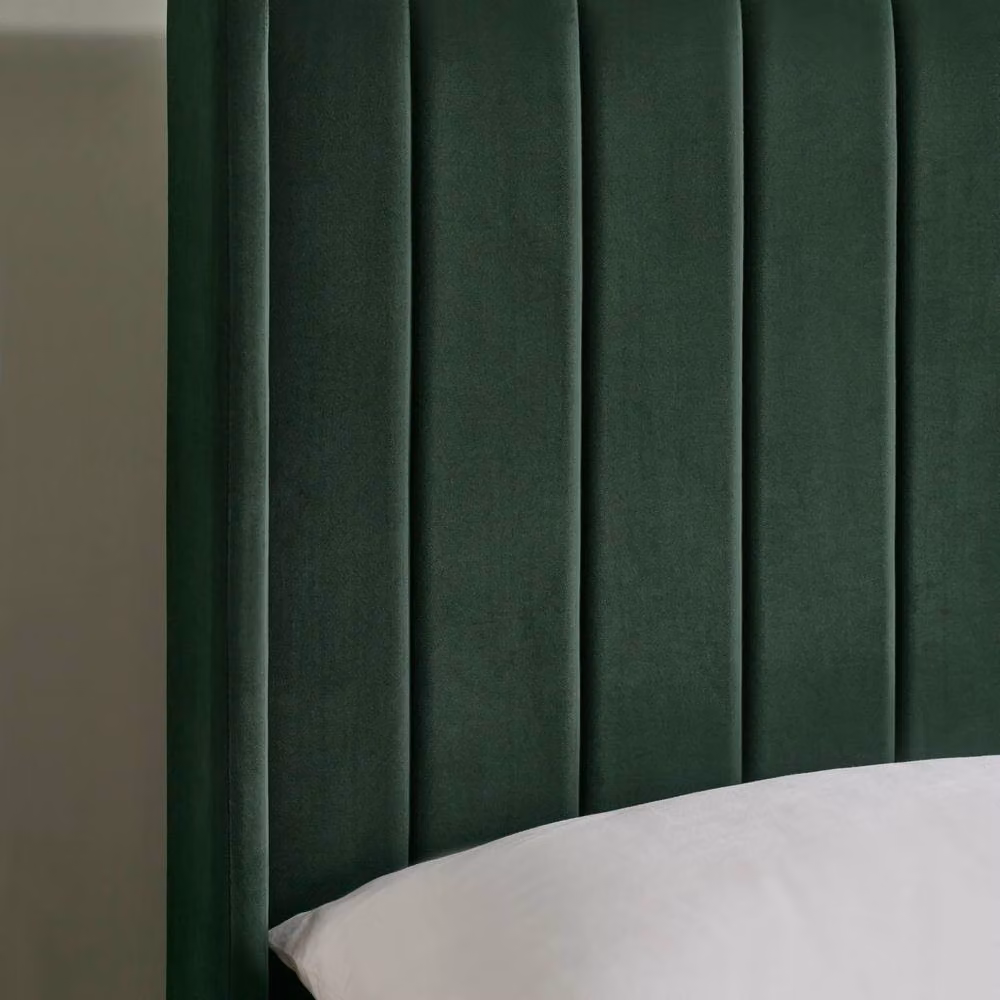 Cheshire Coral Double Bed in Bottle Green Velvet with Dual Storage Doors – 5