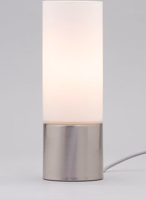 BHS Lighting Tilly Touch Sensitive Modern Table Lamp in Silver and White
