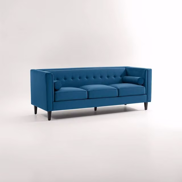 Orsina Mid Century 3 Seat Velvet Sofa by Interiors by Premier in Blue