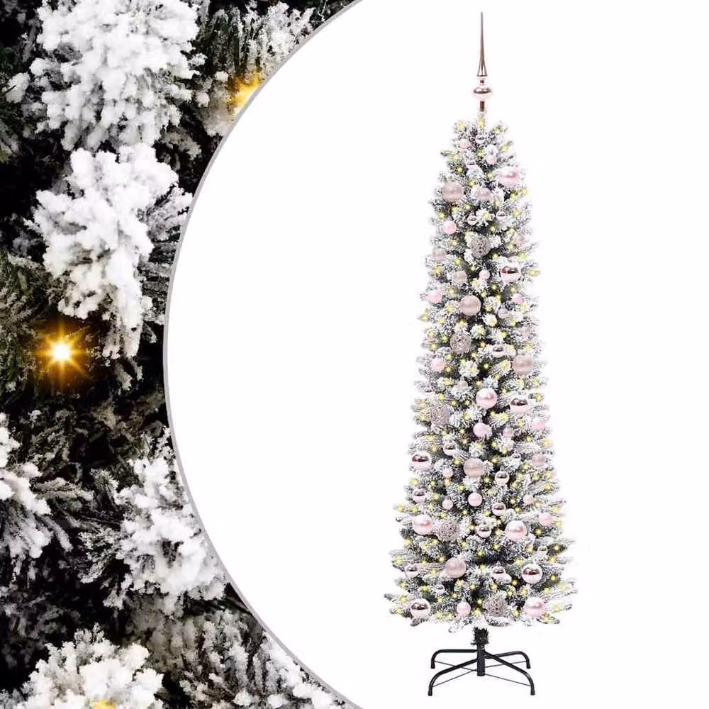 Berkfield Home Artificial Christmas Tree with 300 LEDs in Green and White, H 180 cm x W 53 cm x D 53 cm – 3