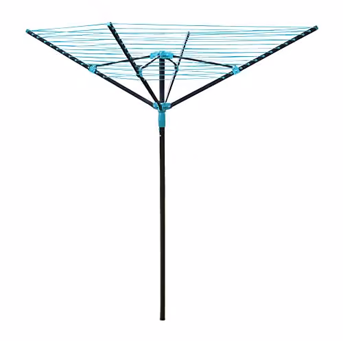 JVL 4 Arm Powder Coated Steel Rotary Airer in Grey with 50m Drying Space – 1