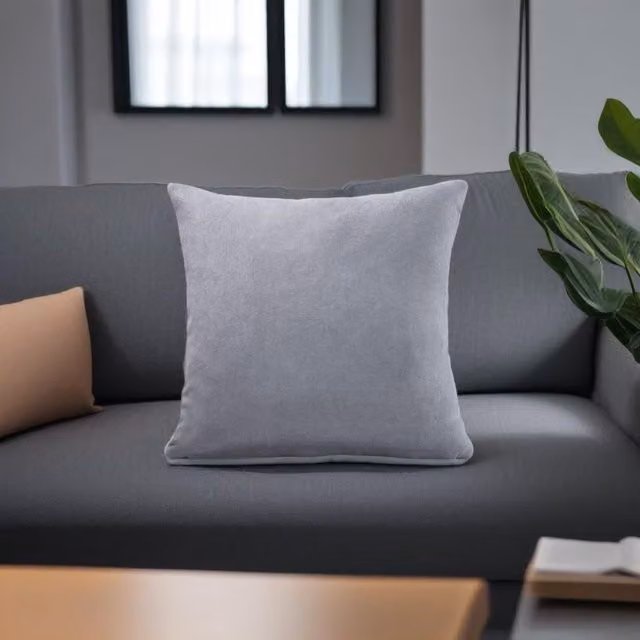 Luxor Living Silver Velvet Chenille Square Cushion, W/D/H: 55 x 55 x 55 cm – 1