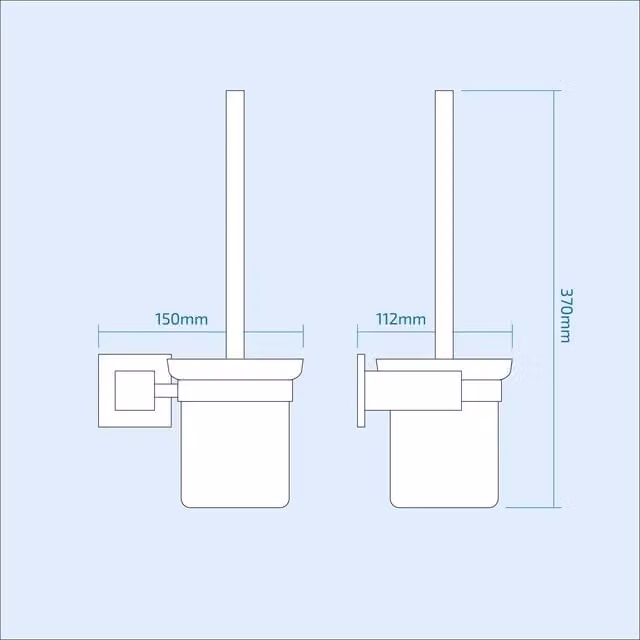 Nes Home Rensa Square Toilet Brush and Holder in Silver
