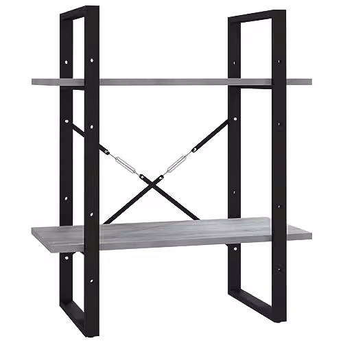 vidaXL 2-Tier Book Cabinet in Grey Sonoma, W: 60 cm, D: 30 cm, H: 70 cm – 1