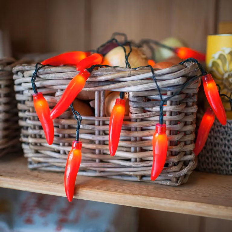 Lights4fun Red Chilli Pepper LED Fairy Lights with Timer
