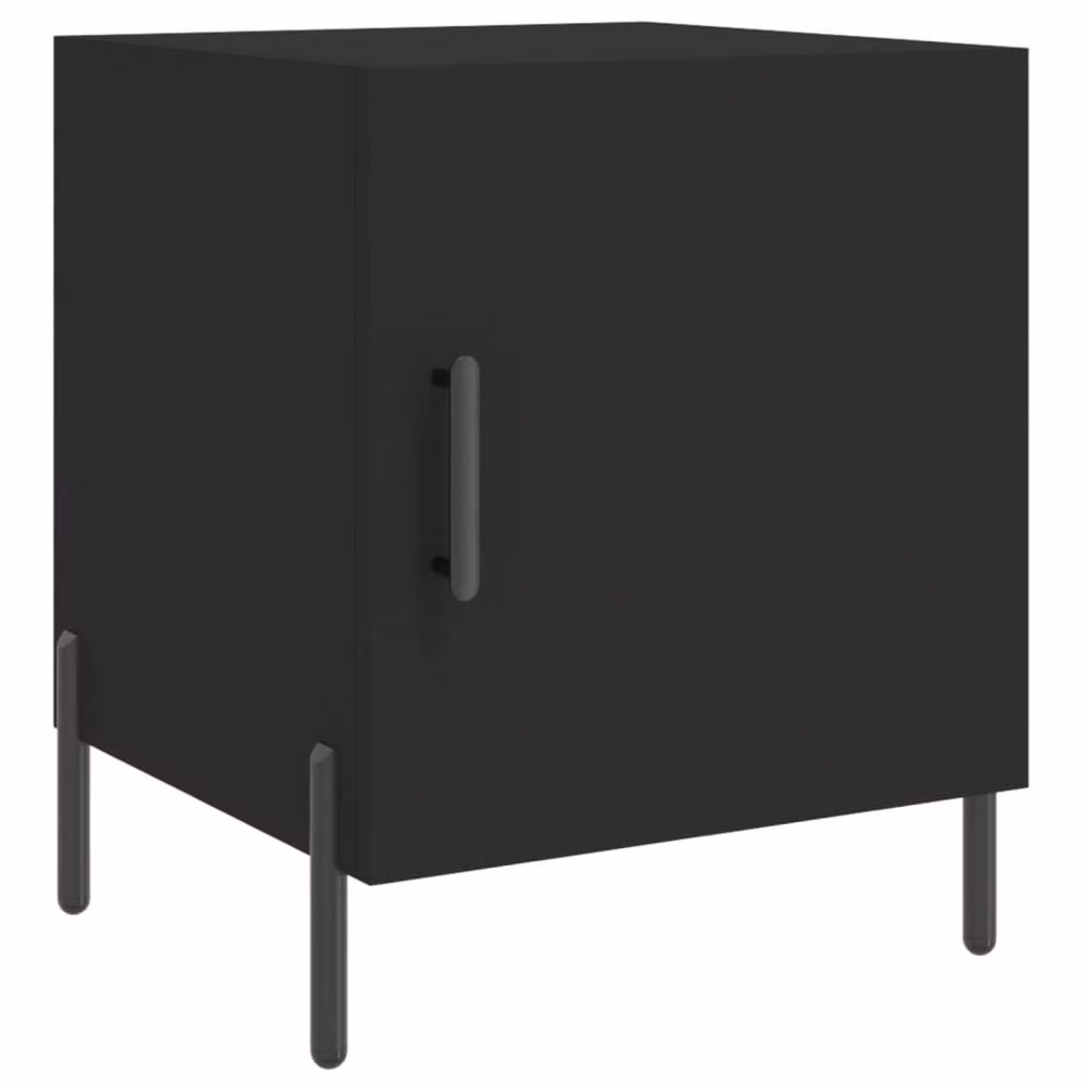 Berkfield Home Modern Bedside Cabinets, 2 Piece Set, Black, W/D/H: 40 x 40 x 50 cm – 4