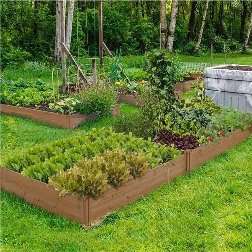 Kelvenix Wooden Raised Garden Bed in Brown, W/D/H: 124.5 x 27.0 x 124.5 cm – 2