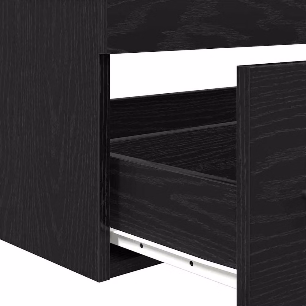 Berkfield Home Modern Bathroom Vanity Unit with Built-in Basin in Black Oak Matt Finish – 3