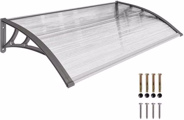 Kelvenix Grey Outdoor Door Canopy Awning and Rain Shelter