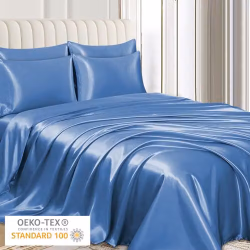 Pamposh Grace Satin Silk Pillowcases, 4 Pack, Blue, W/D/H: 50 x 75 x 0 cm – 2