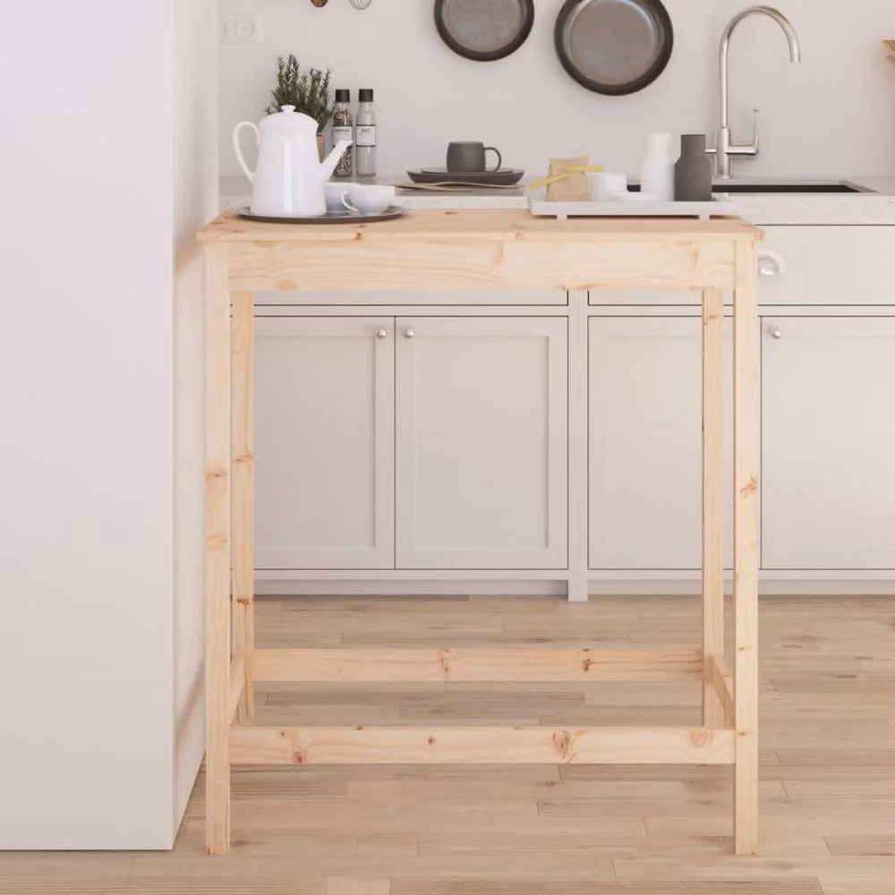 Berkfield Rustic Solid Pine Bar Table in Beige, W/D/H: 100 x 50 x 110 cm – 2
