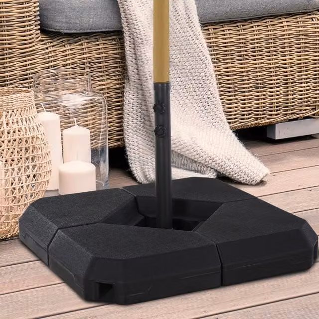 Outsunny 4 Piece Fillable Steel Cross Parasol Base in Black