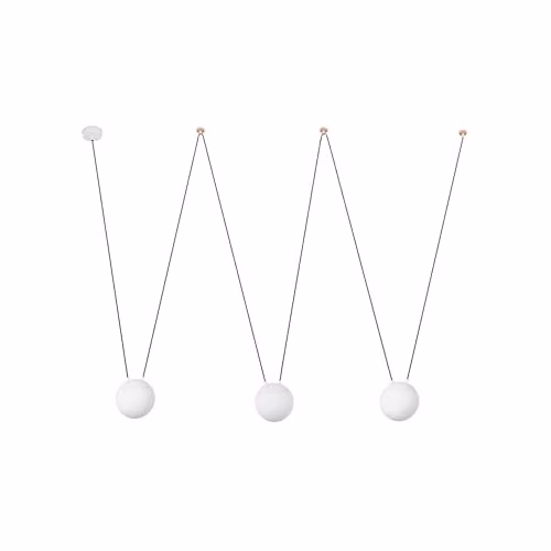 Netlighting Mine 3-Light Suspended Ceiling Pendant in White and Wood with E27 Bulbs