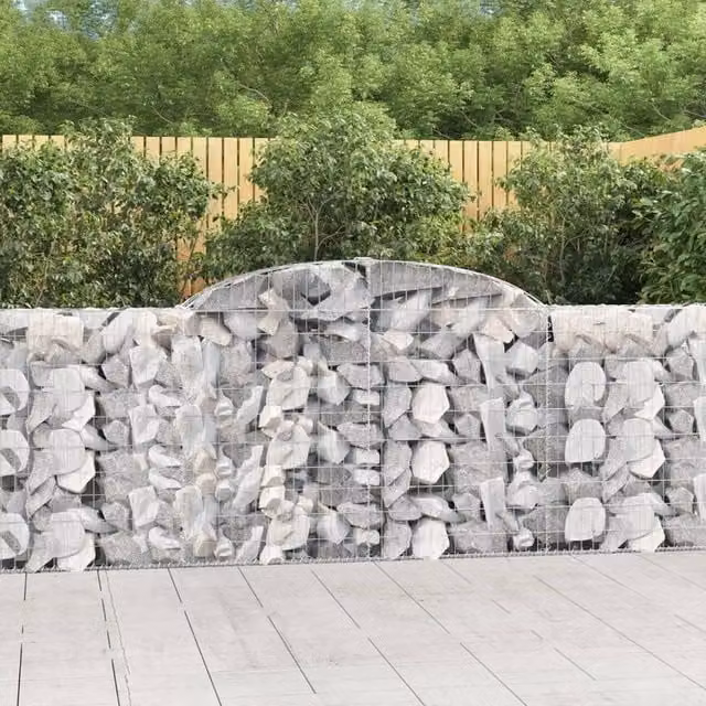 Berkfield Home Arched Gabion Baskets, 4 Piece Set, Silver Galvanised Steel, W: 300 cm, D: 30 cm, H: 100/120 cm