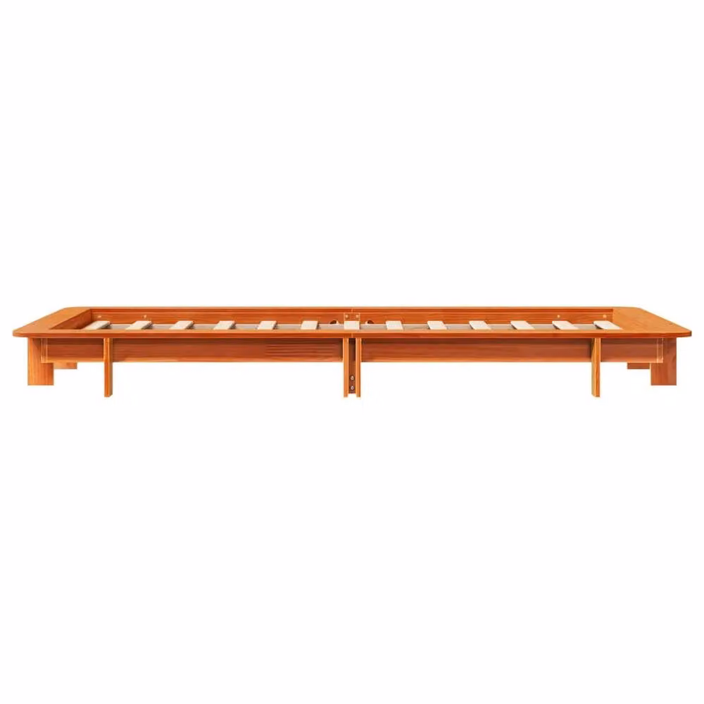 Berkfield Home Modern Waxed Pine Bed Frame in Brown, W/D/H: 90 x 200 cm – 3