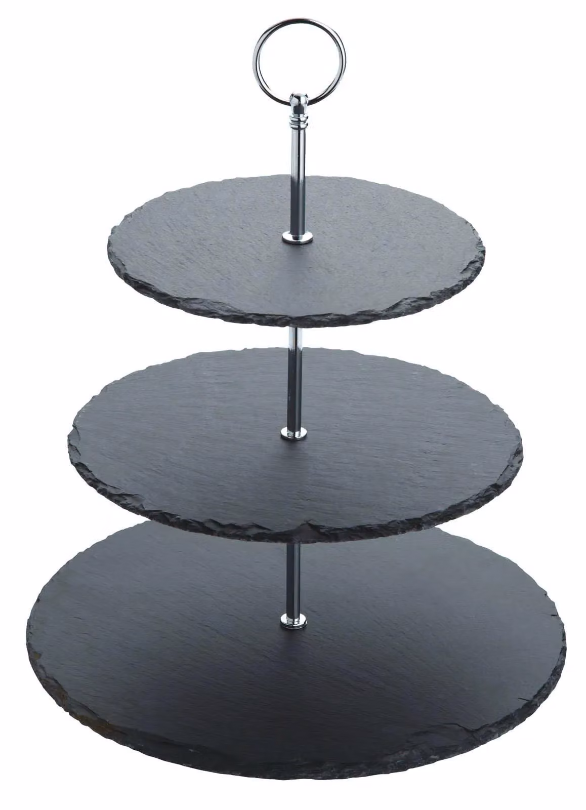 Artesa 3-Piece Black Slate and Wood Serveware Set including 3-Tier Serving Stand, Platter and 2-Tier Serving Stand – 3