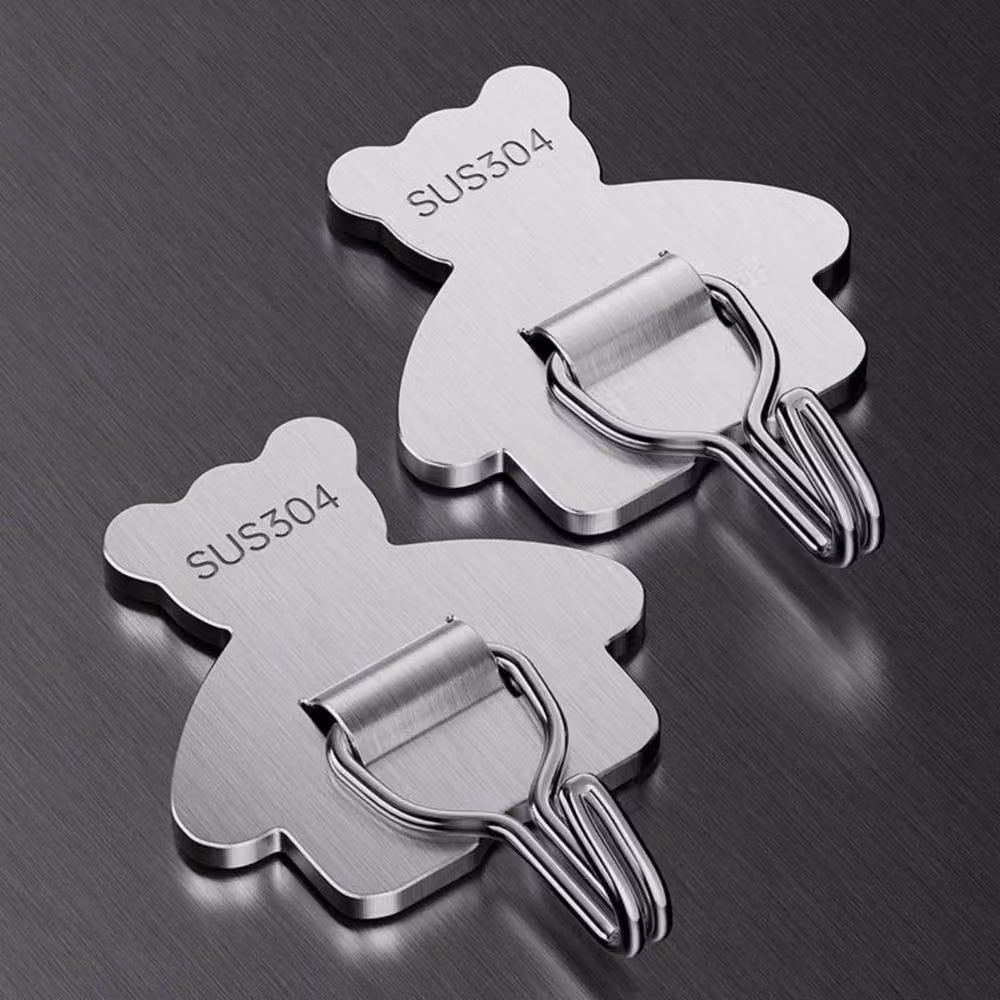 VOGREX 10-Piece Heavy Duty Stainless Steel Self Adhesive Wall and Door Hooks in Silver – 2