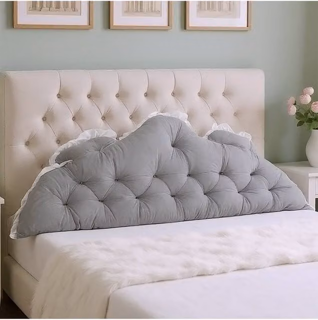 Living and Home Vintage Two-Tone Bed Headboard Pillow in Grey