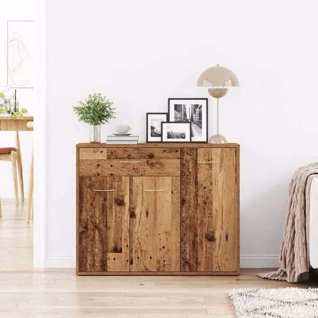 Berkfield Home Rustic Brown Old Wood Sideboard, W/D/H: 88 x 30 x 70 cm – 1