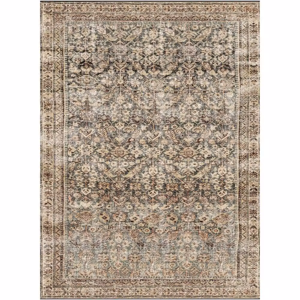 Livabliss Galey Alix Collins Avenue III Vintage Green and Brown Traditional Fringe Living Room Rug, W: 200 cm, D: 275 cm – 2