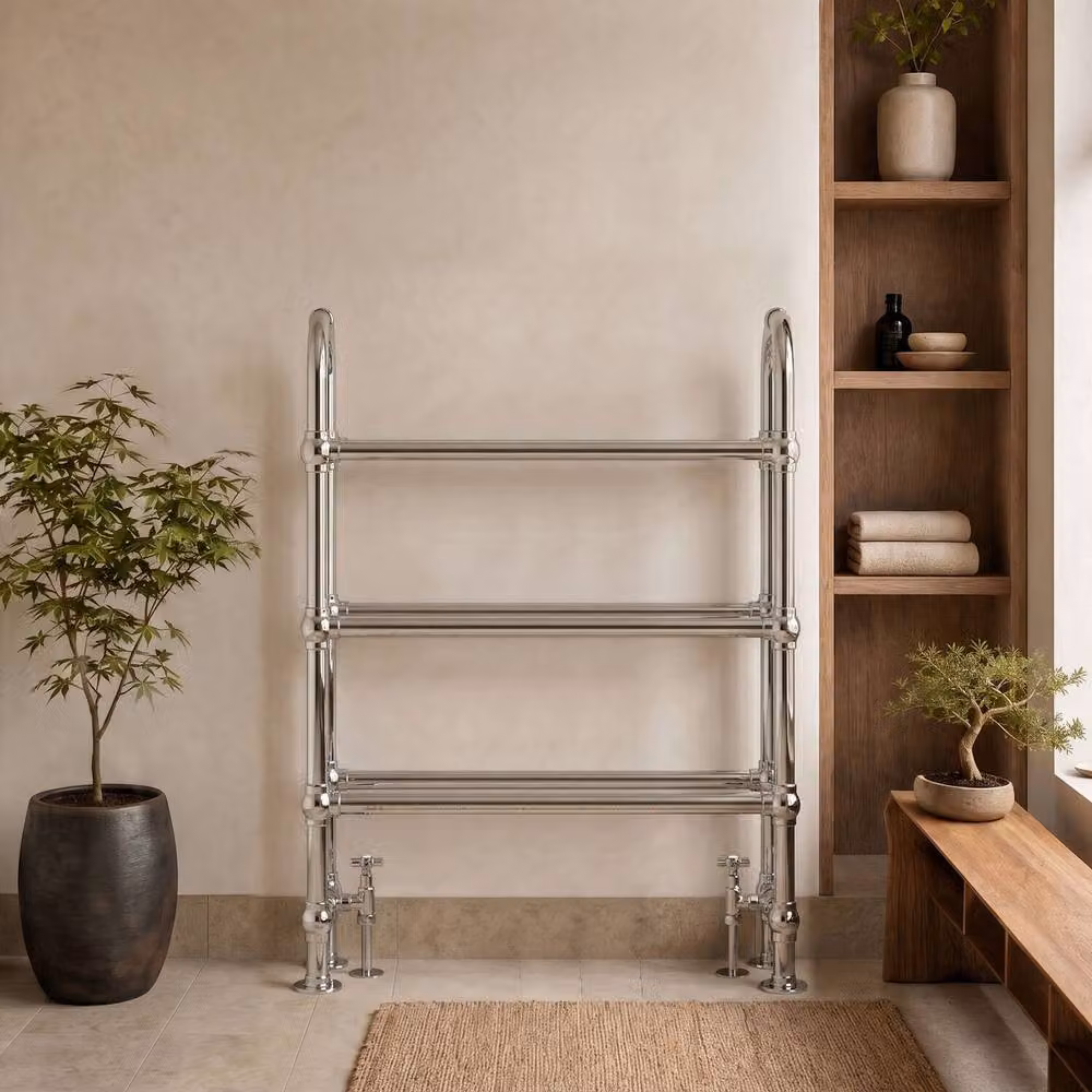 Balterley Harrington Freestanding Floor Towel Rail in Silver, W: 78.0 cm, H: 68.5 cm – 3