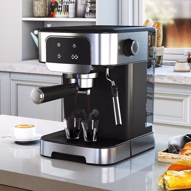 Costway 1200W Professional Espresso Machine with 20 Bar Pressure, 1.8 l Removable Tank and Steam Wand in Silver