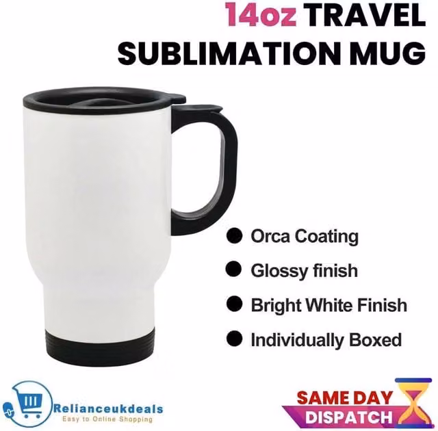NESTLUNE Insulated Thermal Sublimation Travel Mug in White, 2 l – 1