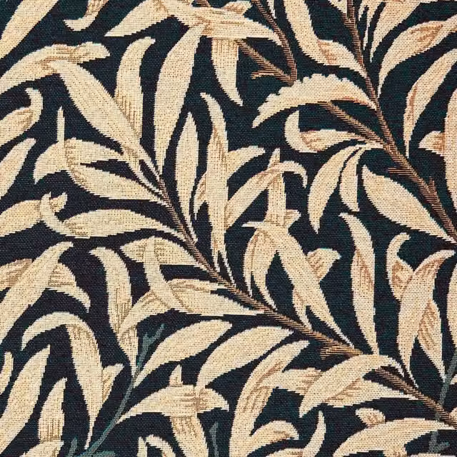 William Morris Willow Boughs Tapestry Fabric in Ebony Black and Multicolour Floral Art Nouveau Design