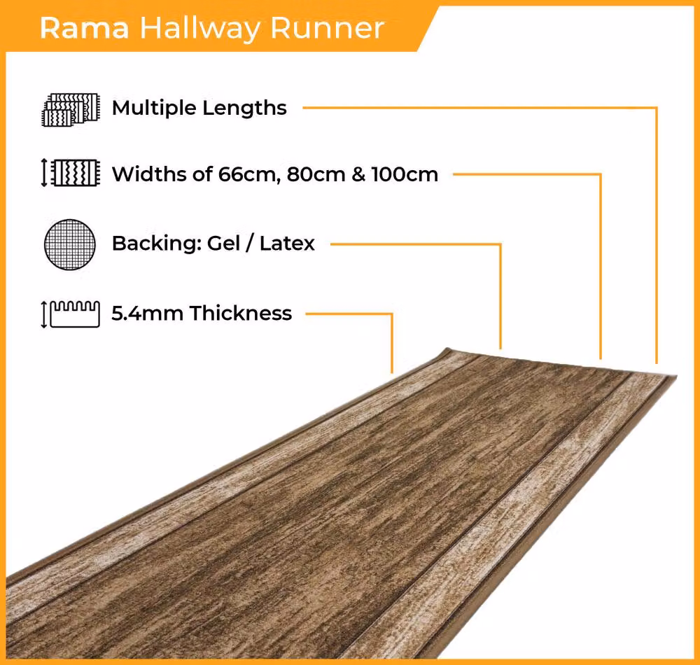 runrug Rama Hallway Runner Rug in Light Brown, Non-Slip and Hardwearing, W: 80 cm, L: 210 cm – 2