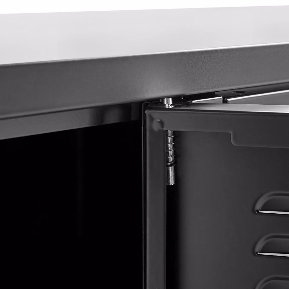 Wyld Haus Black Steel Three Door Industrial Sideboard with Adjustable Shelves and Cable Management – 4