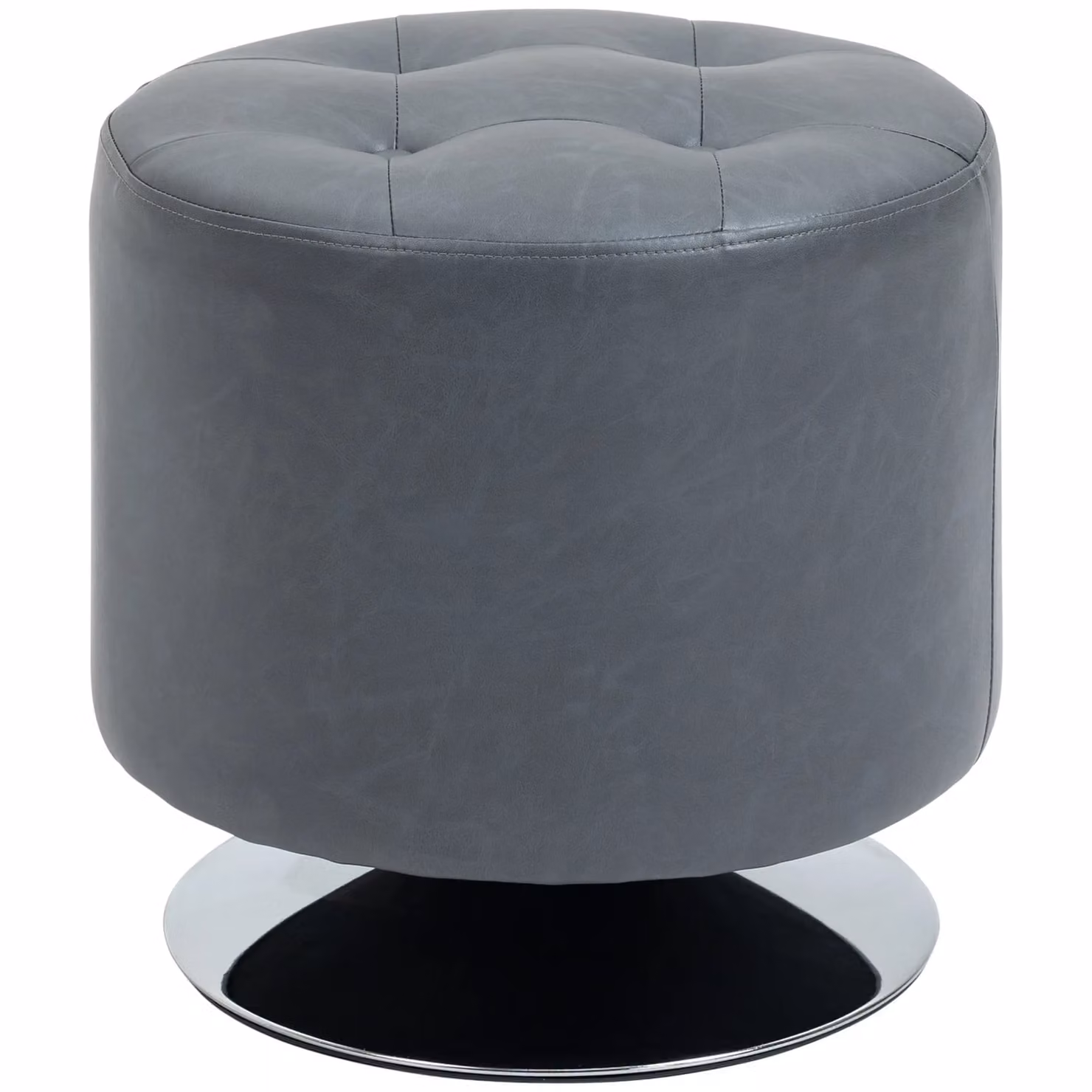 HOMCOM 360 Swivel Round Ottoman Foot Stool with Thick Padding and Steel Base in Grey – 2