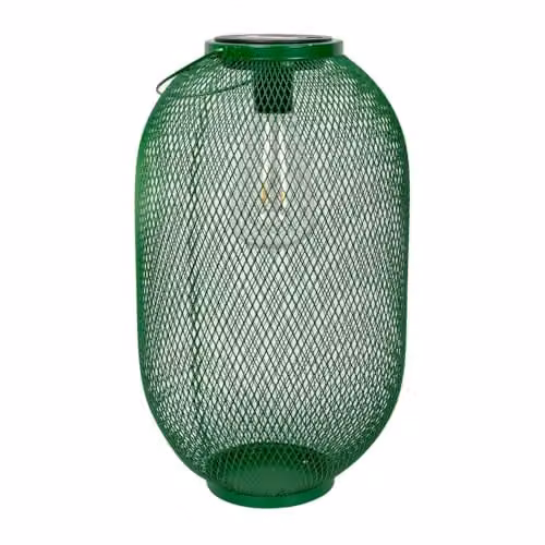 ValueLights Metal Mesh Dark Green Solar Powered Outdoor Garden Lantern Light with Warm White LED – 1