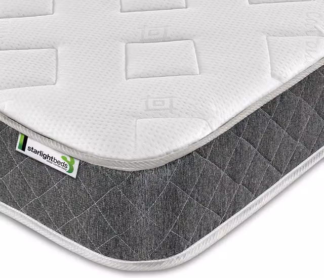 Starlight Beds Jump n Tac Hybrid Memory Foam and Open Coil Spring Mattress, Grey, W: 140 cm, L: 200 cm