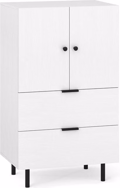 Gymax Modern White 2-Door Sideboard Buffet Cabinet with Drawers and Metal Accents – 1