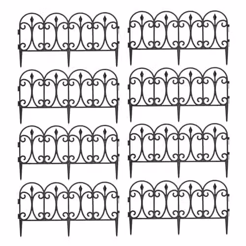 Samuel Alexander Black Ornate Plastic Garden Border Edging, Set of 8, H x W: 57 x 23 cm