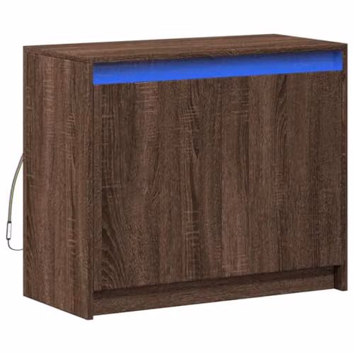vidaXL Modern Sideboard with Integrated LED Lighting in Brown Oak, W/D/H: 72 x 34 x 61 cm – 1