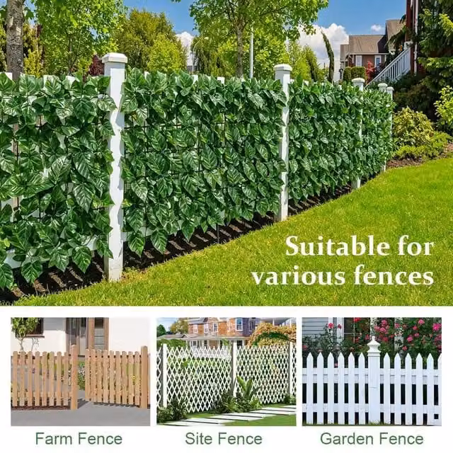 NESTLUNE Artificial Ivy Leaf Hedge Mat Roll Green, W/H: 100 x 50 cm
